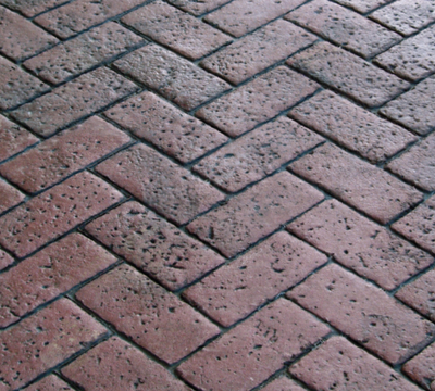 Stamped concrete driveway in brick pattern in Hartford, CT.