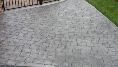 brick stamped concrete driveway.