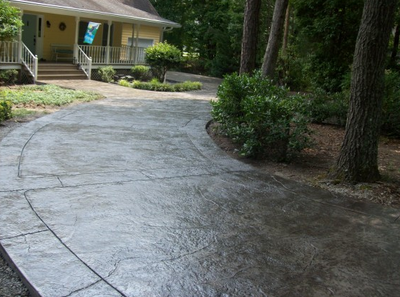 stained concrete driveway.
