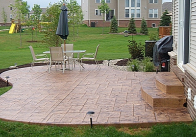 stamped concrete patio in suburb of Hartford, CT.