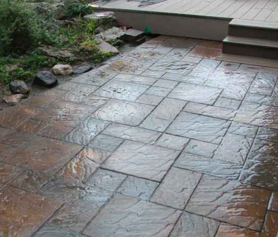 stamped concrete patio.