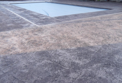 cement slab around pool.