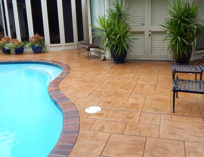 concrete stamped pool deck.