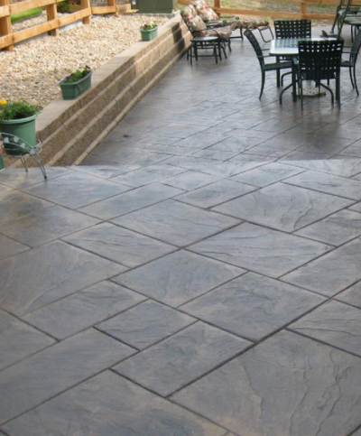 Slate stamped patio.